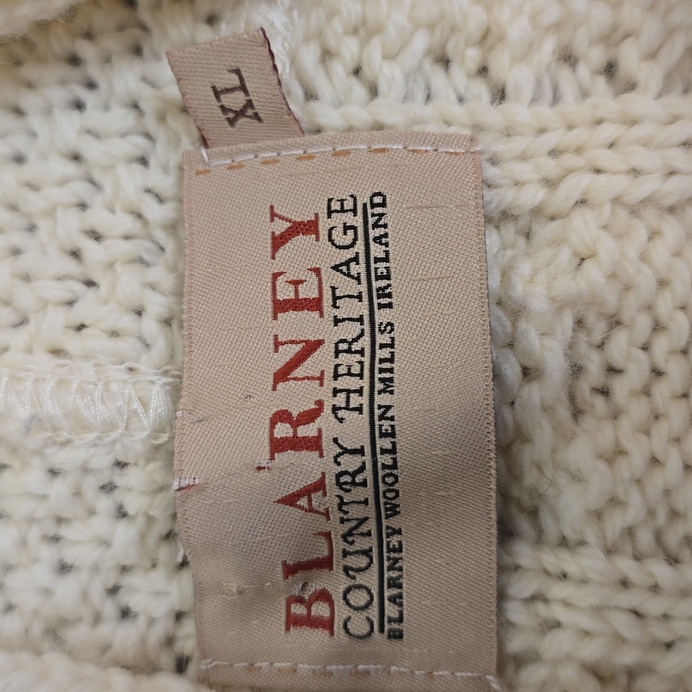 BLARNEY FISHERMAN CABLEKNIT ZIP CARDIGAN WITH HOOD 3/4 Sleeve 100% MERINO WOOL - Picture 3 of 9